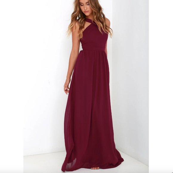 Lulus | Air of Romance Burgundy Maxi Dress - Picture 1 of 11